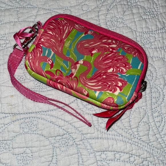 Lilly Pulitzer zip around padded wallet flamingo print - Picture 1 of 6